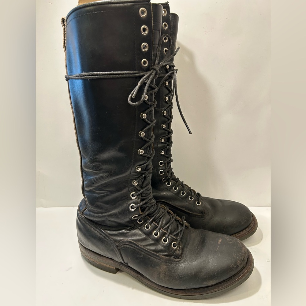Red Wing Tall Black 650 Lineman/Biker/Grunge/Steampunk Boots Size 9.5 E